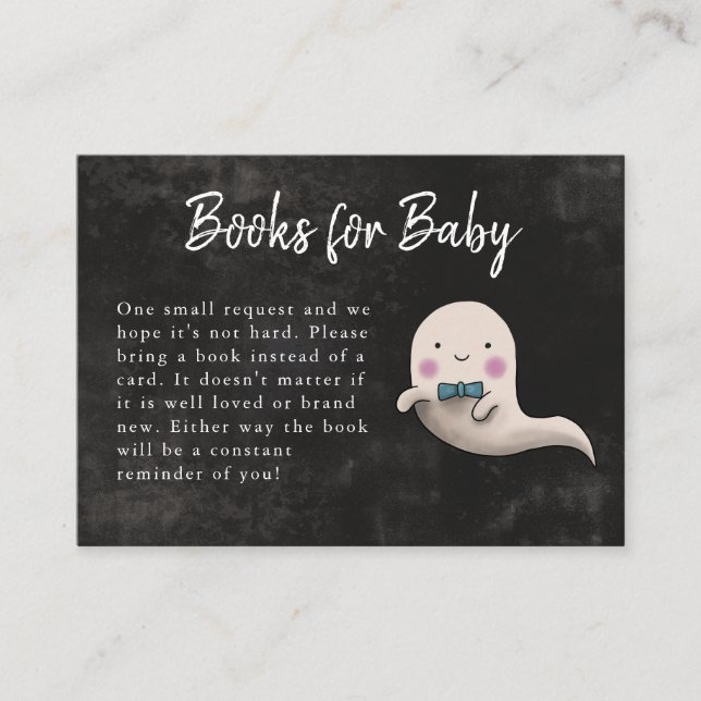 Little Boo Halloween Boy Baby Shower Buchanfrage Begleitkarte (Vorderseite)