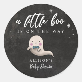 Little Boo Halloween Boy Ghost Baby Dusche Runder Aufkleber