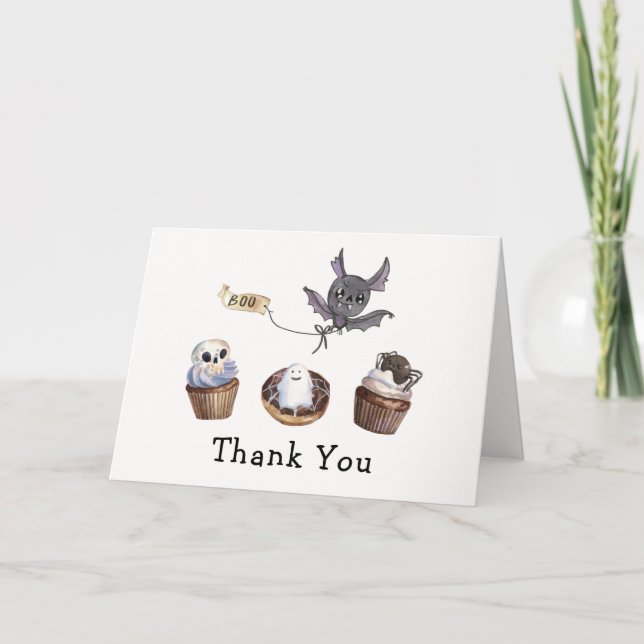 Little Boo Halloween cupcake Babydusche Dankeskarte (Vorderseite)
