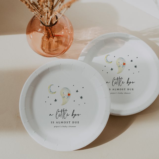 Little Boo Halloween Cute Ghost Baby Shower Pappteller (Von Creator hochgeladen)