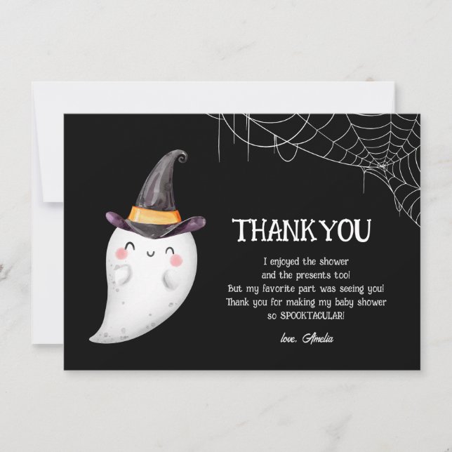 Little Boo Halloween-Geisterdusche Dankeskarte (Vorderseite)