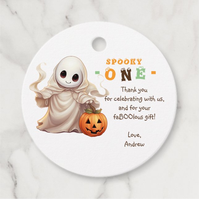 Little Boo Halloween Ghost jedes Alter 1. Geburtst Geschenkanhänger (Vorderseite)