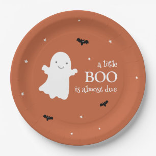 Little Boo Halloween Ghost Orange Babydusche Pappteller