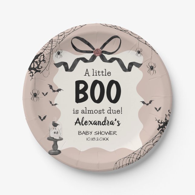 Little Boo Halloween Gothic Baby Shower Pappteller (Vorderseite)