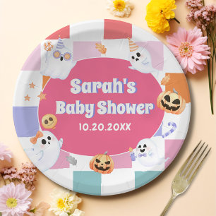 Little Boo Halloween Groovy Baby Shower Party Pappteller