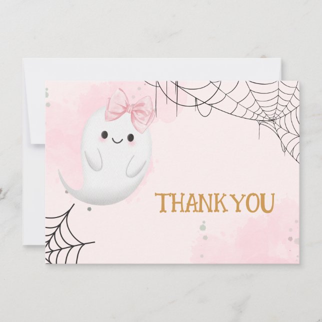 Little Boo Halloween Mädchen Dusche Dankeskarte (Vorderseite)