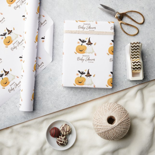Little Boo Halloween Pattern Baby Dusche Geschenkpapier (Kunsthandwerk)