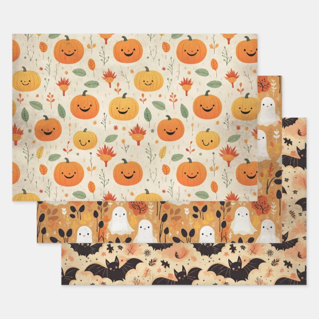 Little Boo Halloween Pattern Baby Dusche Geschenkpapier Set (Set)