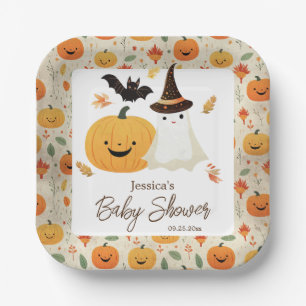 Little Boo Halloween Pattern Baby Dusche Pappteller