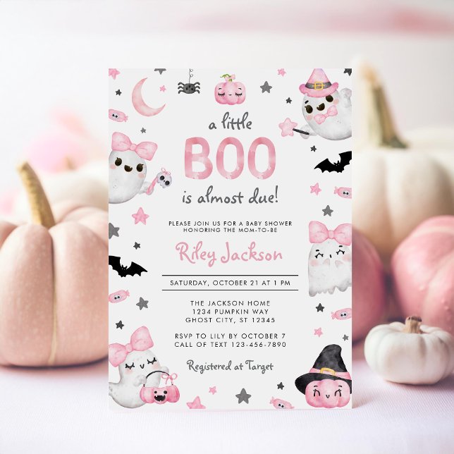 Little Boo Halloween Pink Ghost Baby Dusche Einladung (Von Creator hochgeladen)