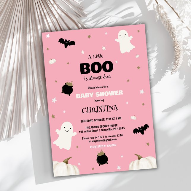 Little Boo Halloween Pink Girl Baby Dusche Einladung (Von Creator hochgeladen)