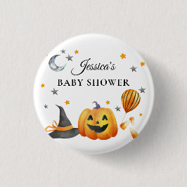 Little Boo Halloween Pumpkin Baby Shower Button