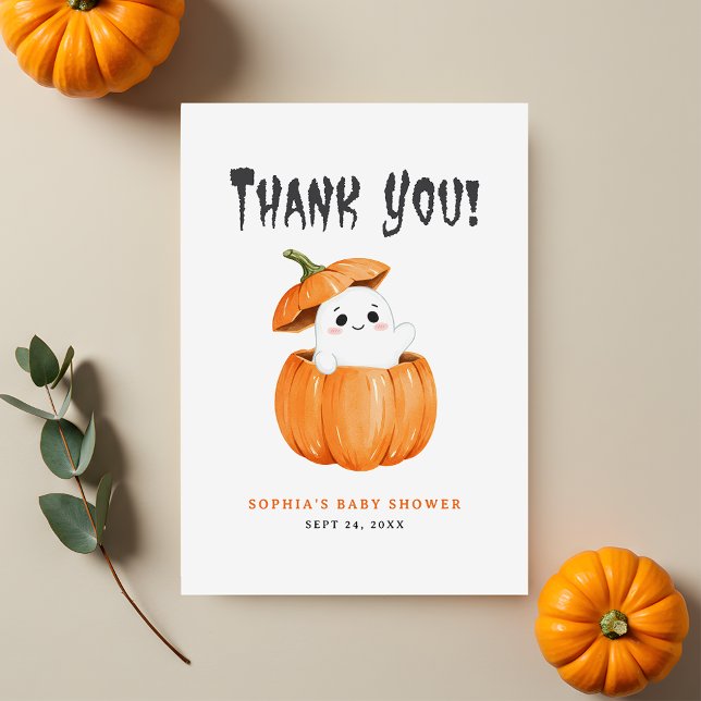 Little Boo Halloween Pumpkin Baby Shower Dankeskarte (Von Creator hochgeladen)