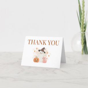Little Boo Halloween Pumpkin Baby Shower Dankeskarte
