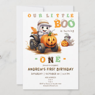 Little Boo Halloween Traktor im Alter von 1. Gebur Einladung