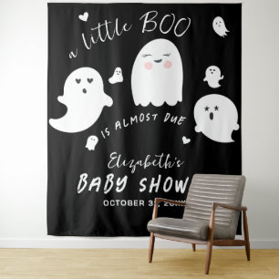 Little Boo is Due Ghost Halloween Baby Shower Wandteppich