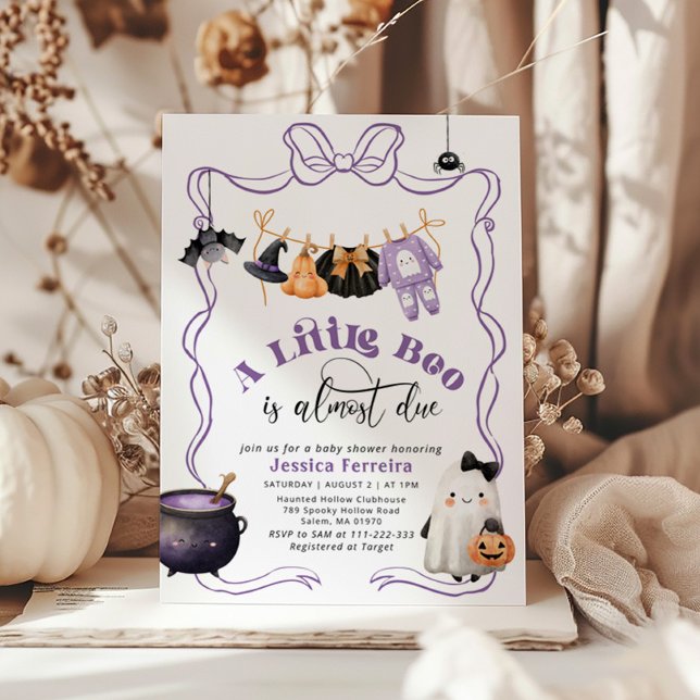 Little Boo is Due Girl Clothesline Babydusche Einladung (Von Creator hochgeladen)