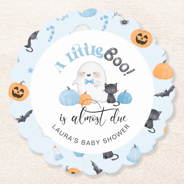 Little Boo ist fast die richtige blaue Babydusche Untersetzer (Vorderseite)