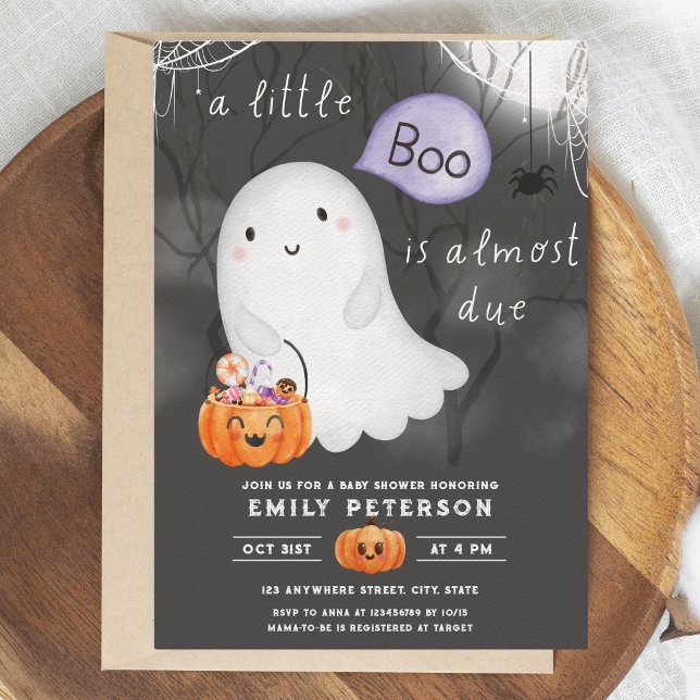 Little Boo ist fast fällig | Halloween-Kinderdusch Einladung (Little boo is almost due - baby shower invitation)