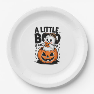 Little Boo ist fast zu Niedlichen Halloween-Schwan Pappteller