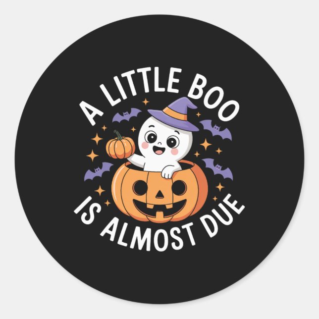Little Boo ist fast zu Niedlichen Halloween-Schwan Runder Aufkleber (Vorderseite)