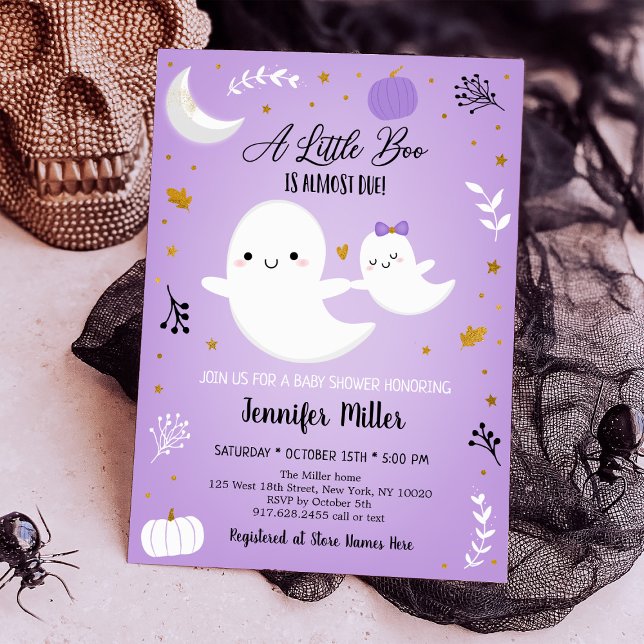 Little Boo Lila Ghost Pumpkin Baby Dusche Einladung (Von Creator hochgeladen)
