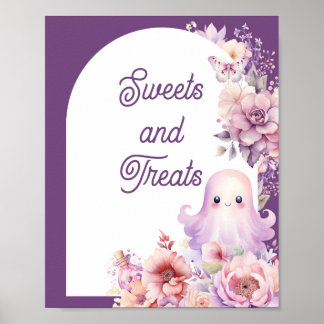 Little Boo lila Halloween Süßigkeiten und Leckerei Poster