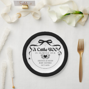 Little Boo Minimal Gothic Halloween Baby Shower Pappteller