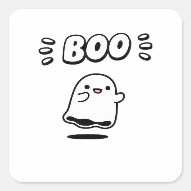 Little Boo Minimal Style Quadratischer Aufkleber (Vorderseite)