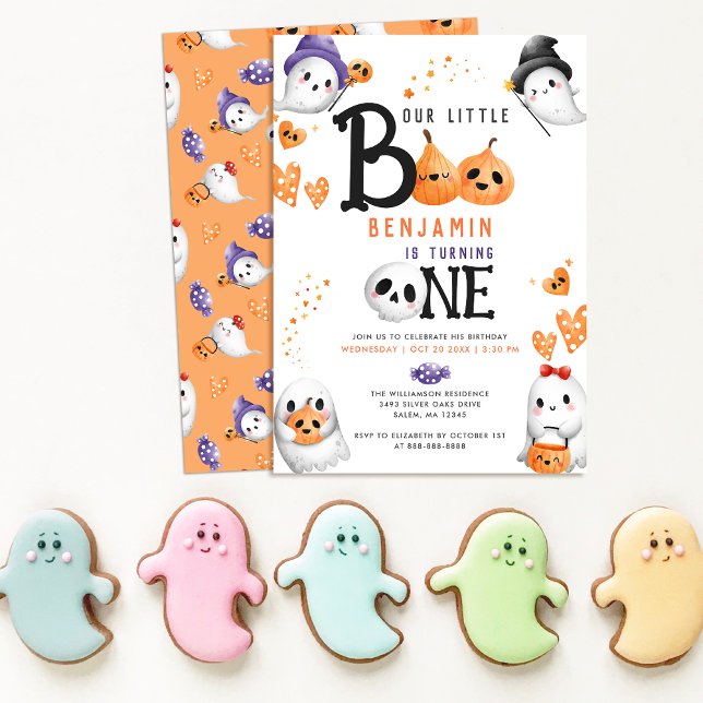 Little Boo Niedlich Ghosts Halloween erster Geburt Einladung (Von Creator hochgeladen)