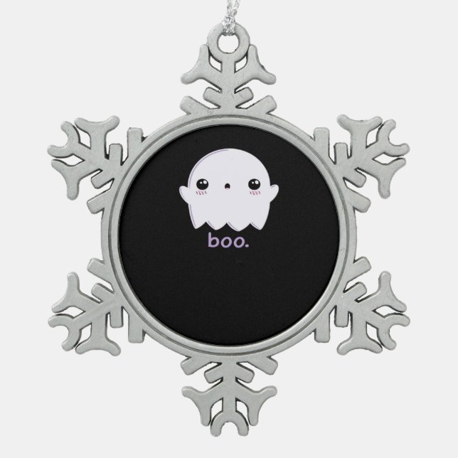 Little Boo Niedlich Halloween Schneeflocken Zinn-Ornament (Vorderseite)