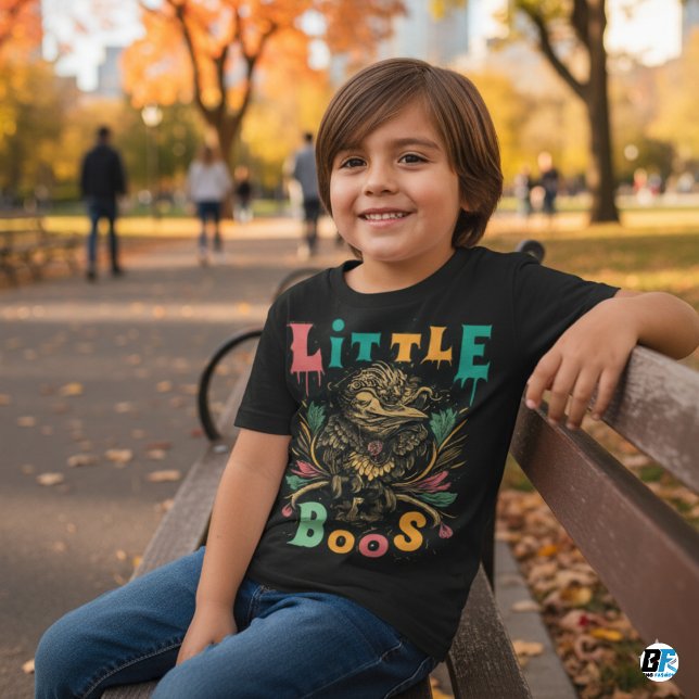 Little Boo Orange Black Halloween Familie Matching T-Shirt (Von Creator hochgeladen)