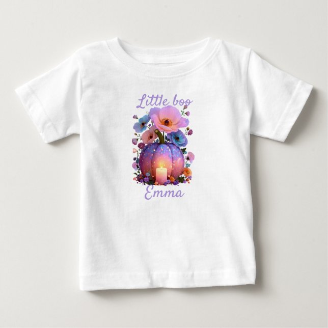 Little Boo Personalisiert Girl Halloween T - Shirt (Vorderseite)