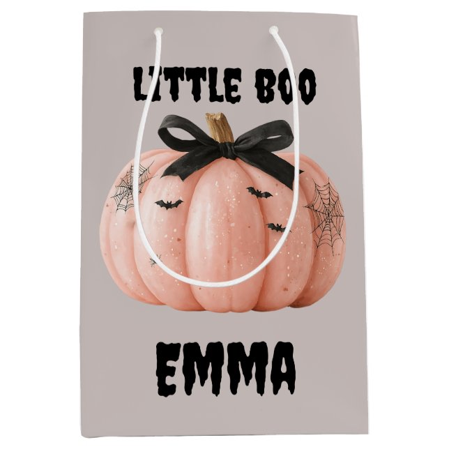 Little Boo Personalisiert Halloween Pumpkin Mittlere Geschenktüte (Vorderseite)