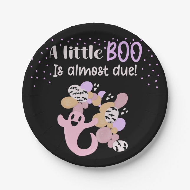 Little Boo Pink Ghost Girls Baby Dusche Pappteller (Vorderseite)