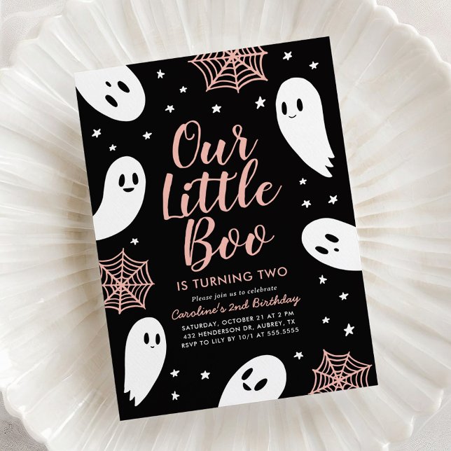 Little Boo Pink Ghost Halloween Geburtstag Einladung (Von Creator hochgeladen)