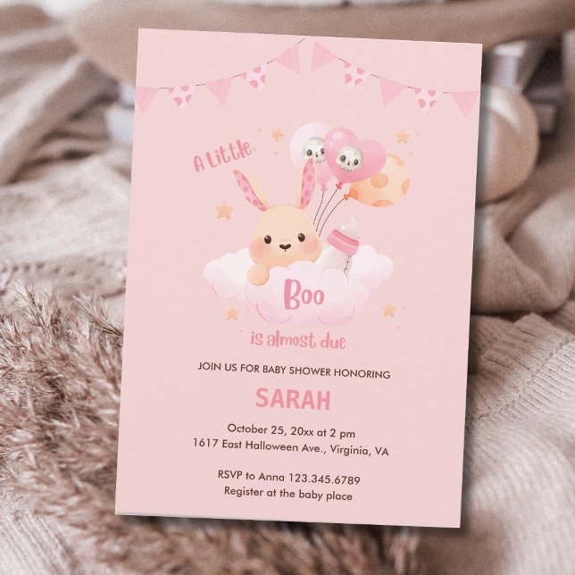 Little Boo Pink Halloween Baby Shower Einladungen (Little Boo Pink Halloween Baby Shower Invitations)