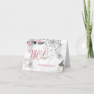 Little Boo Pink Halloween Ghost Baby Dusche Dankeskarte