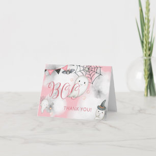 Little Boo Pink Halloween Ghost Baby Dusche Dankeskarte