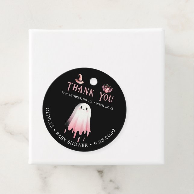 Little Boo Pink Halloween Ghost Baby Dusche Geschenkanhänger (Beispiel)