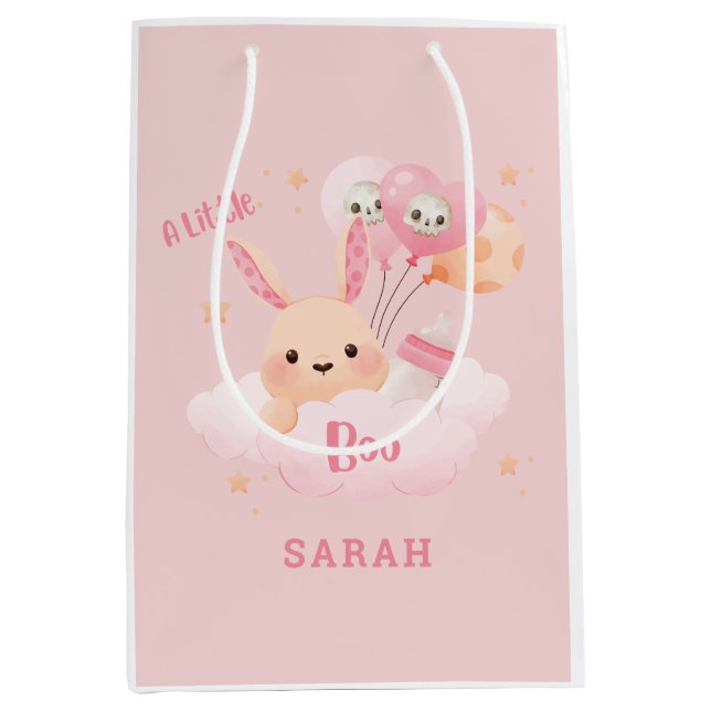 Little Boo Pink Halloween Kinderdusche Mittlere Geschenktüte (Vorderseite)