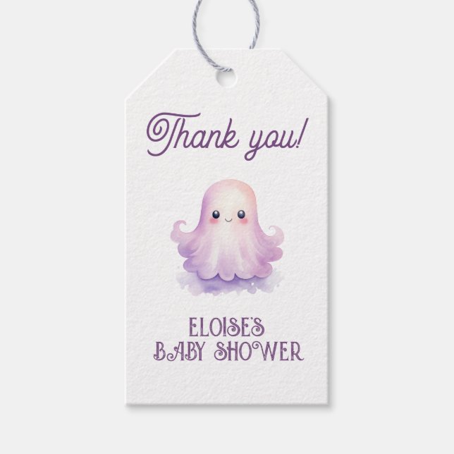 Little Boo pink spuke Babydusche danke Geschenkanhänger (Vorderseite)