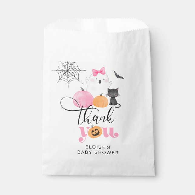 Little Boo pink spuke Babydusche danke Geschenktütchen (Vorderseite)