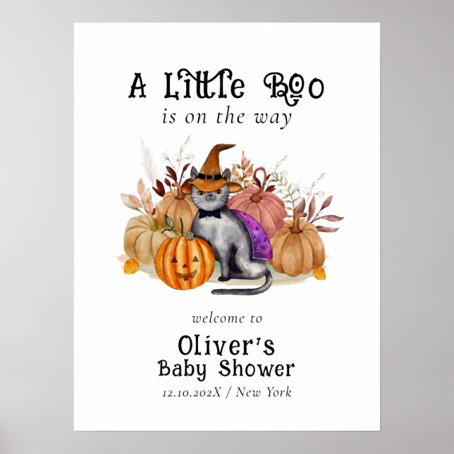 Little Boo Poem Cat Baby Dusche Willkommen Poster (Vorne)