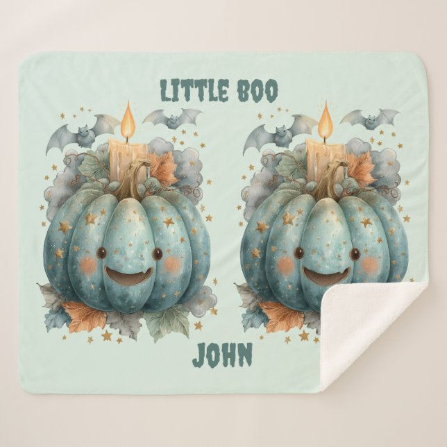 Little Boo Pumpkin for Boys Sherpadecke (Vorderseite (Horizontal))