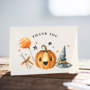 Little Boo Pumpkin Halloween Baby Shower Dankeskarte