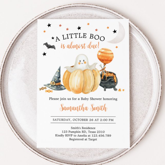 Little Boo Pumpkin Halloween Baby Shower Einladung (Pumpkin Halloween Baby Shower Invitation)