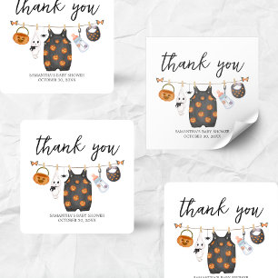 Little Boo Pumpkin Halloween Baby Shower Quadratischer Aufkleber
