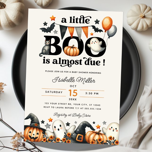 Little Boo Pumpkin Halloween Fall Baby Shower Einladung (Little Boo Pumpkin Halloween Fall Baby Shower Invitation)