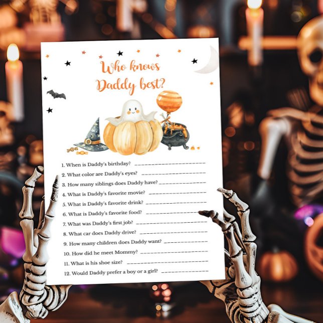 Little Boo Pumpkin Wer Daddy Best Game kennt (Pumpkin Halloween Baby Shower Who knows Daddy Best Game)